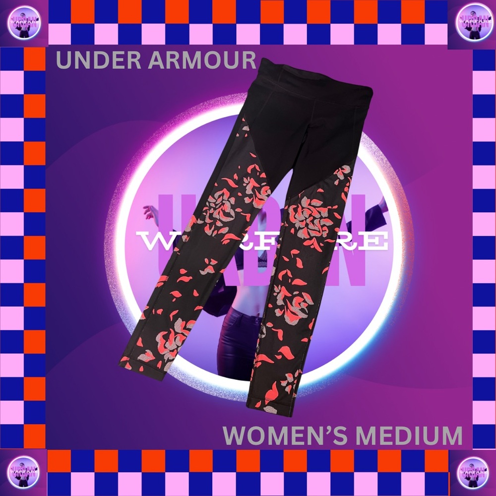 Under Armour high-waisted leggings in black and pink